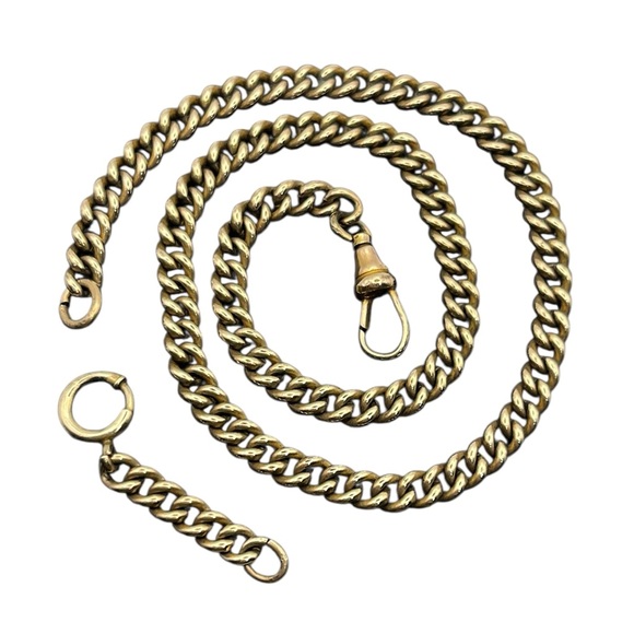LMFG Co Albert dog clip pocket watch curb chain necklace w extension gold tone